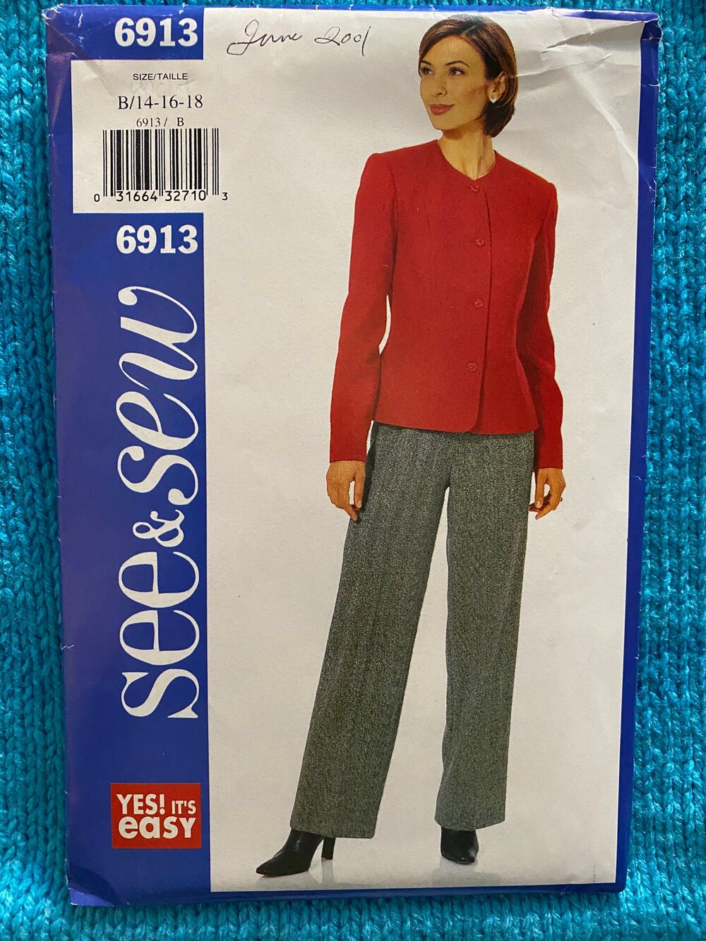 Butterick Sewing pattern 6913 suit top pants sz 14 16 18